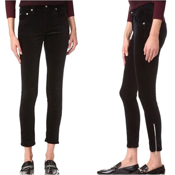 rag & bone 10 Inch Capri Pants Size 25 Black Velvet Cropped New Flawed - Picture 12 of 12